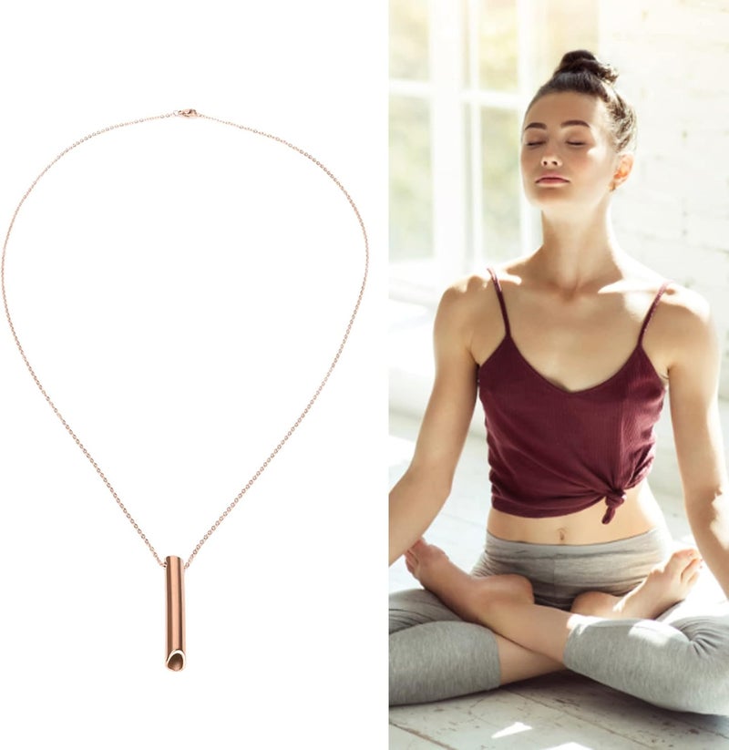woobles Anxiety Relief Items, Anxiety Necklace, Breathing Necklace for Anxiety Relief Breathing Exercise Device for Meditation, Whistle Necklace for Women and Men(Rose Gold) - Image 3